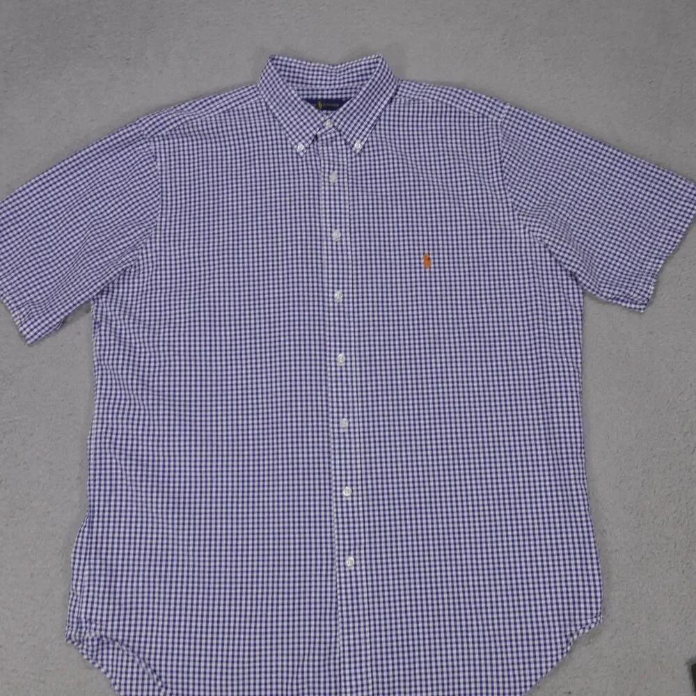 Polo Ralph Lauren Seersucker Button Down Shirt Mens XLT Blue Check